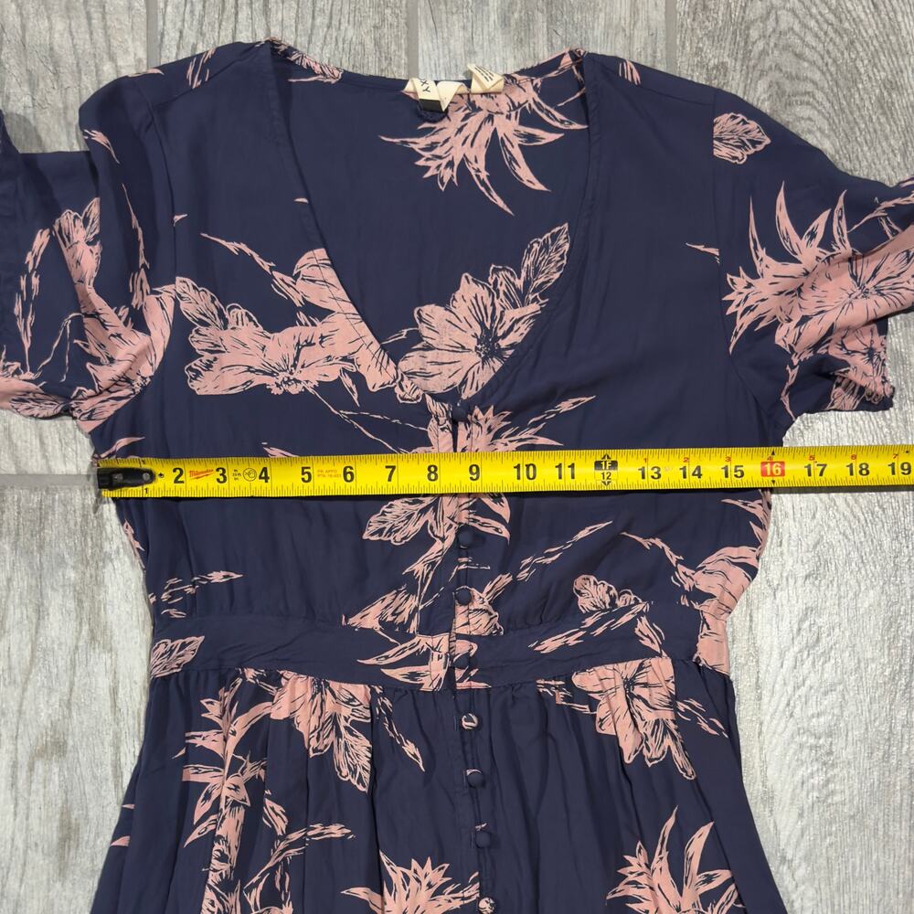 Roxy Bright Daylight Short Sleeve Maxi Dress Floral Print Small Blue & Pink Boho - Picture 10 of 15